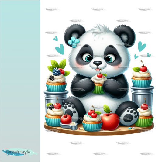 Bügelbild Panda nascht Törtchen Fylou's Style