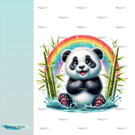 Bügelbild Panda unterm Regenbogen #1