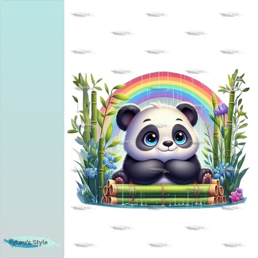 Bügelbild Panda unterm Regenbogen #2