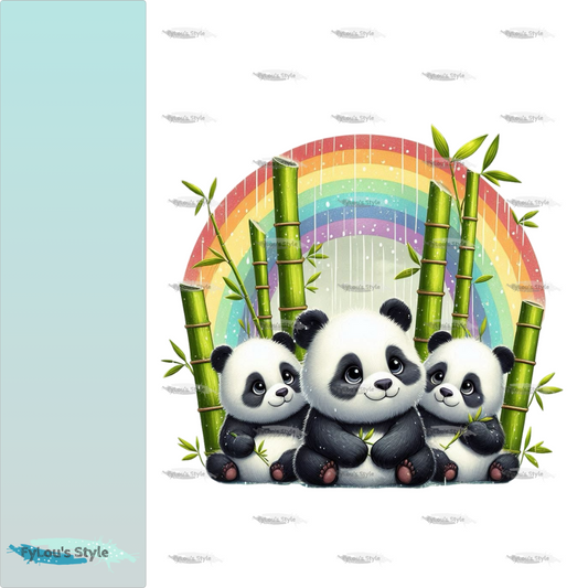 Bügelbild Panda unterm Regenbogen #3