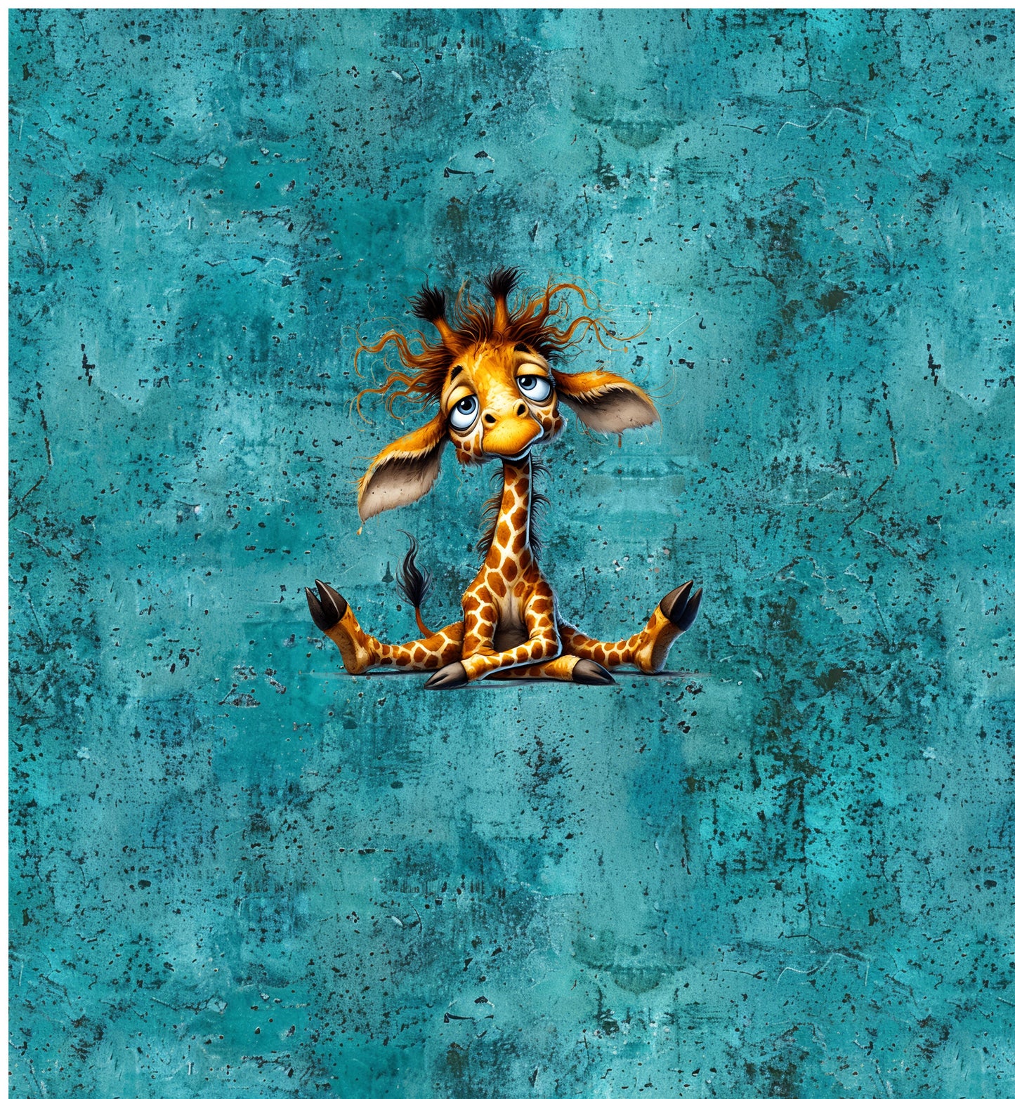 Panel Giraffe Bio French Terry Türkis