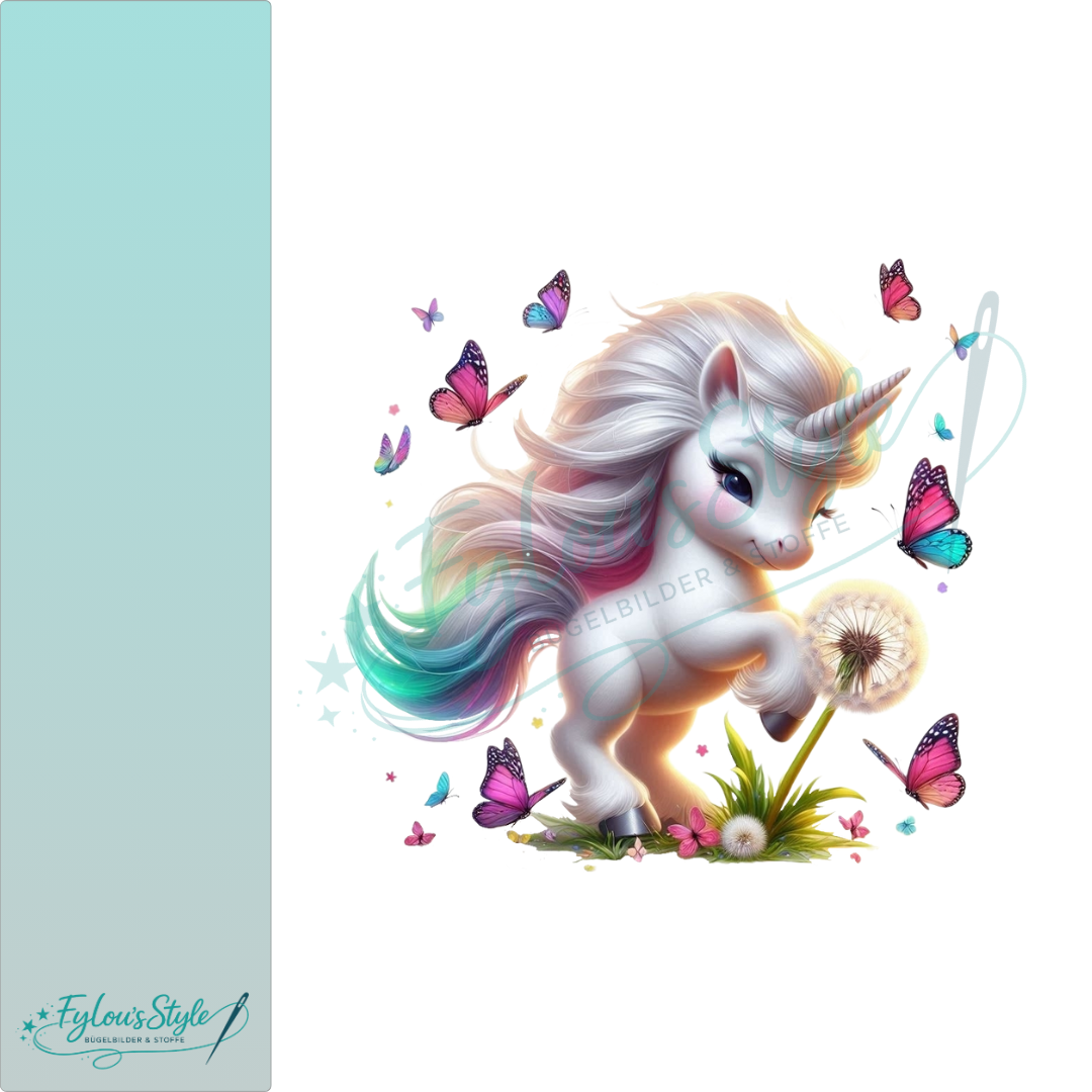 Bügelbild Pastell Einhorn mit Pusteblume #3