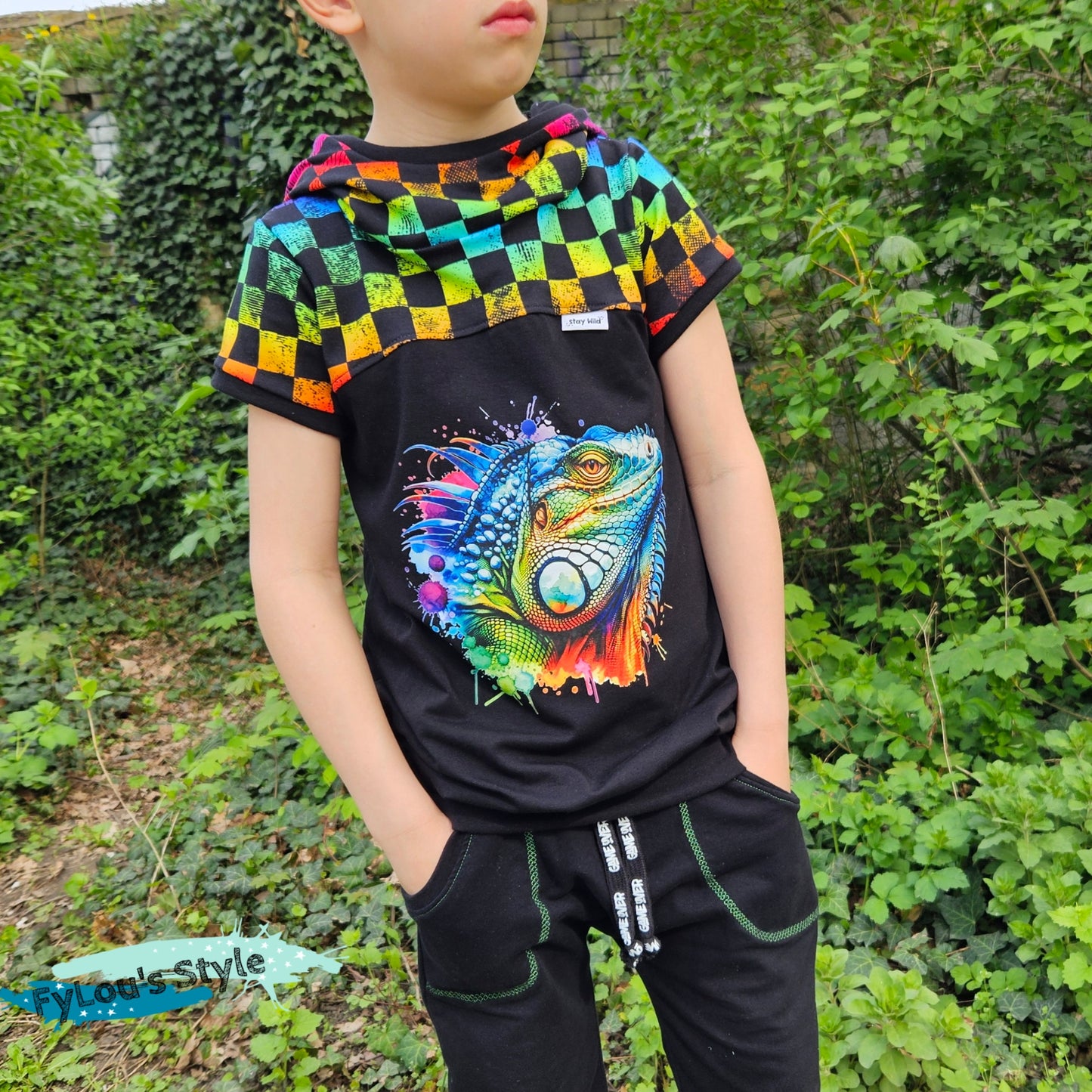 Bio French Terry "Kachel Magie"  Regenbogen Überbreite