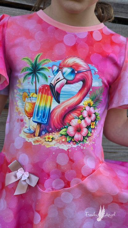 Bügelbild  Tropischer Flamingo mit Cocktail