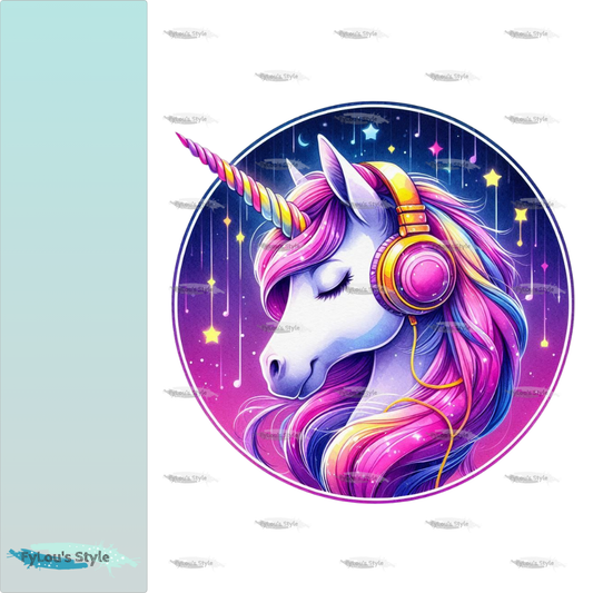 Bügelbild Pink Musik Einhorn #1 Fylou's Style