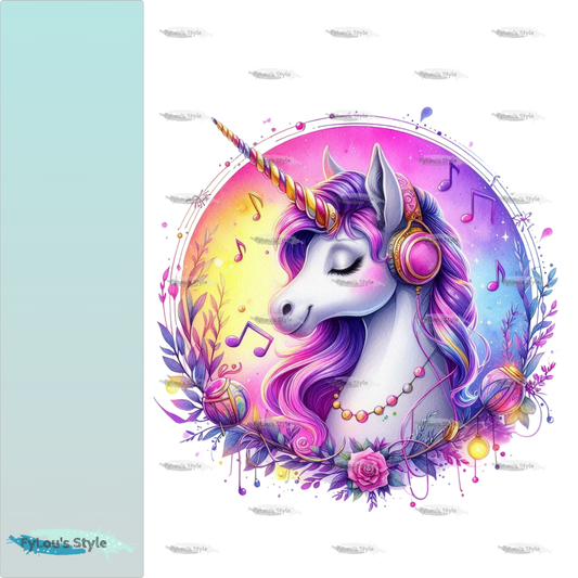 Bügelbild Pink Musik Einhorn #2 Fylou's Style