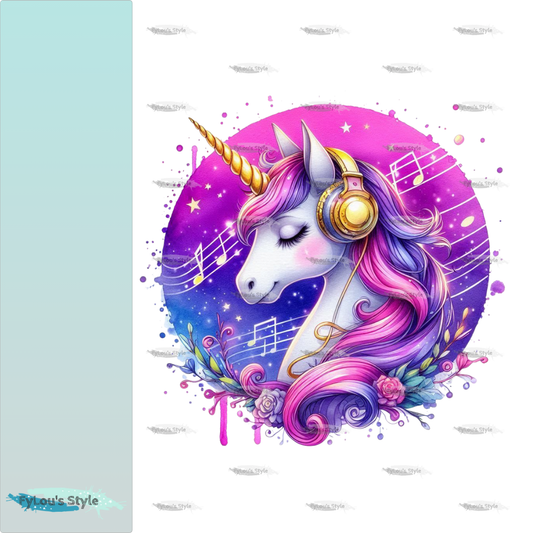 Bügelbild Pink Musik Einhorn #3 Fylou's Style