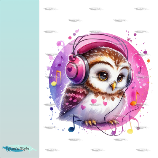 Bügelbild Pink Musik Eule #1 Fylou's Style