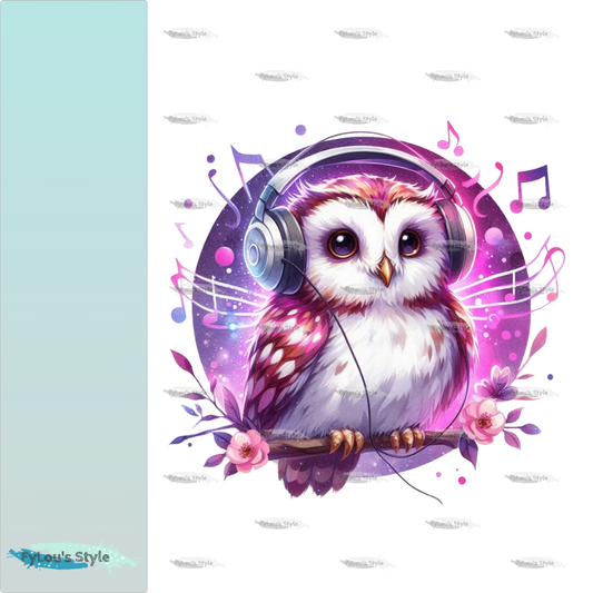 Bügelbild Pink Musik Eule #3 Fylou's Style