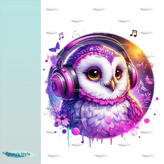 Bügelbild Pink Musik Eule #4 Fylou's Style