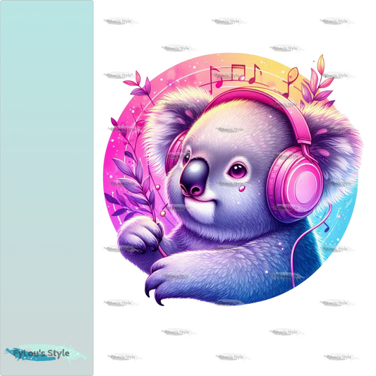 Bügelbild Pink Musik Koala #1 Fylou's Style