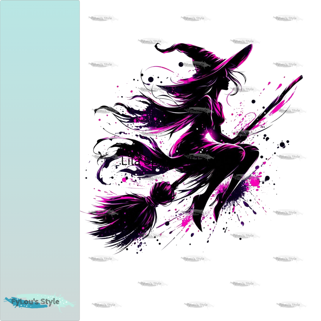 Bügelbild Pink Silhouette Hexe