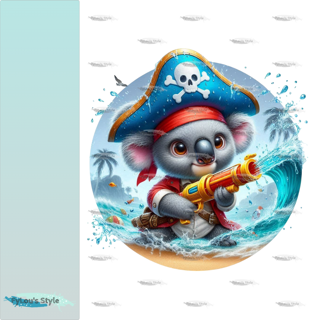 Bügelbild Piraten Koala mit Wasserspritzpistole #2 Fylou's Style