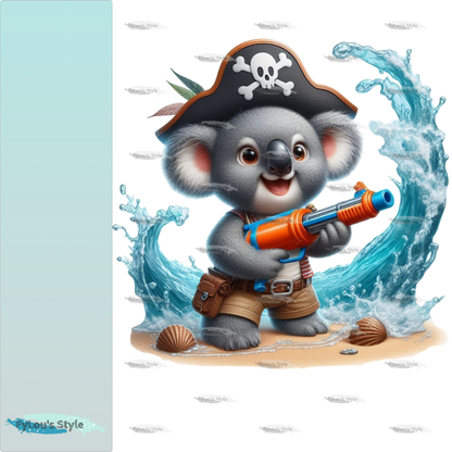 Bügelbild Piraten Koala mit Wasserspritzpistole #4 Fylou's Style
