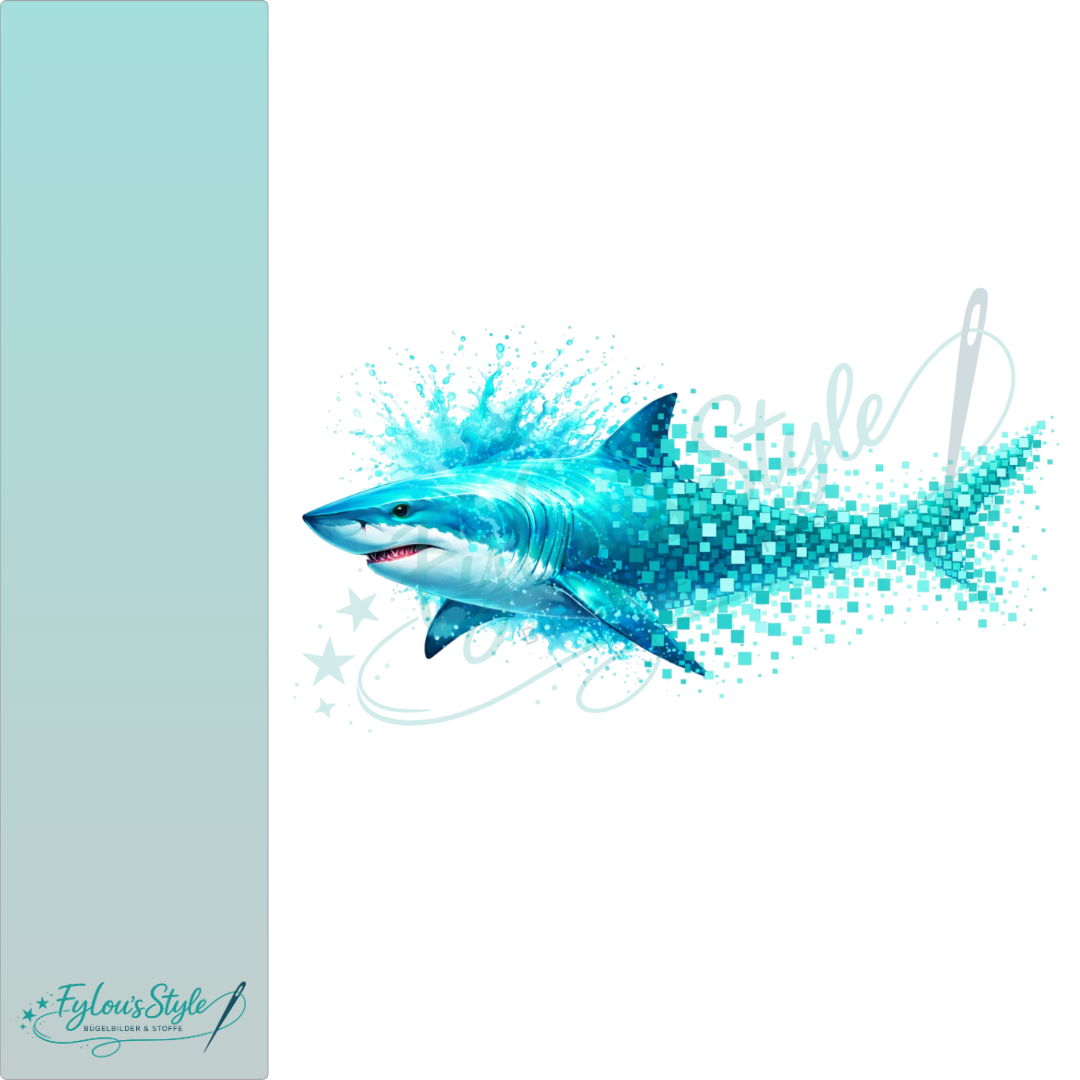 Bügelbild Pixel Splash Hai