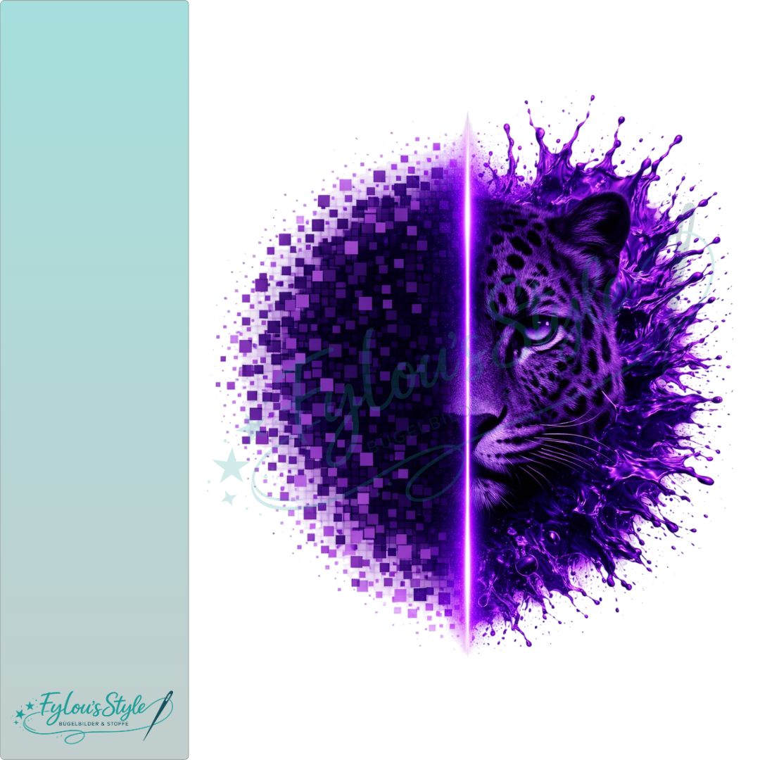 Bügelbild Pixel Splash Lila Leo