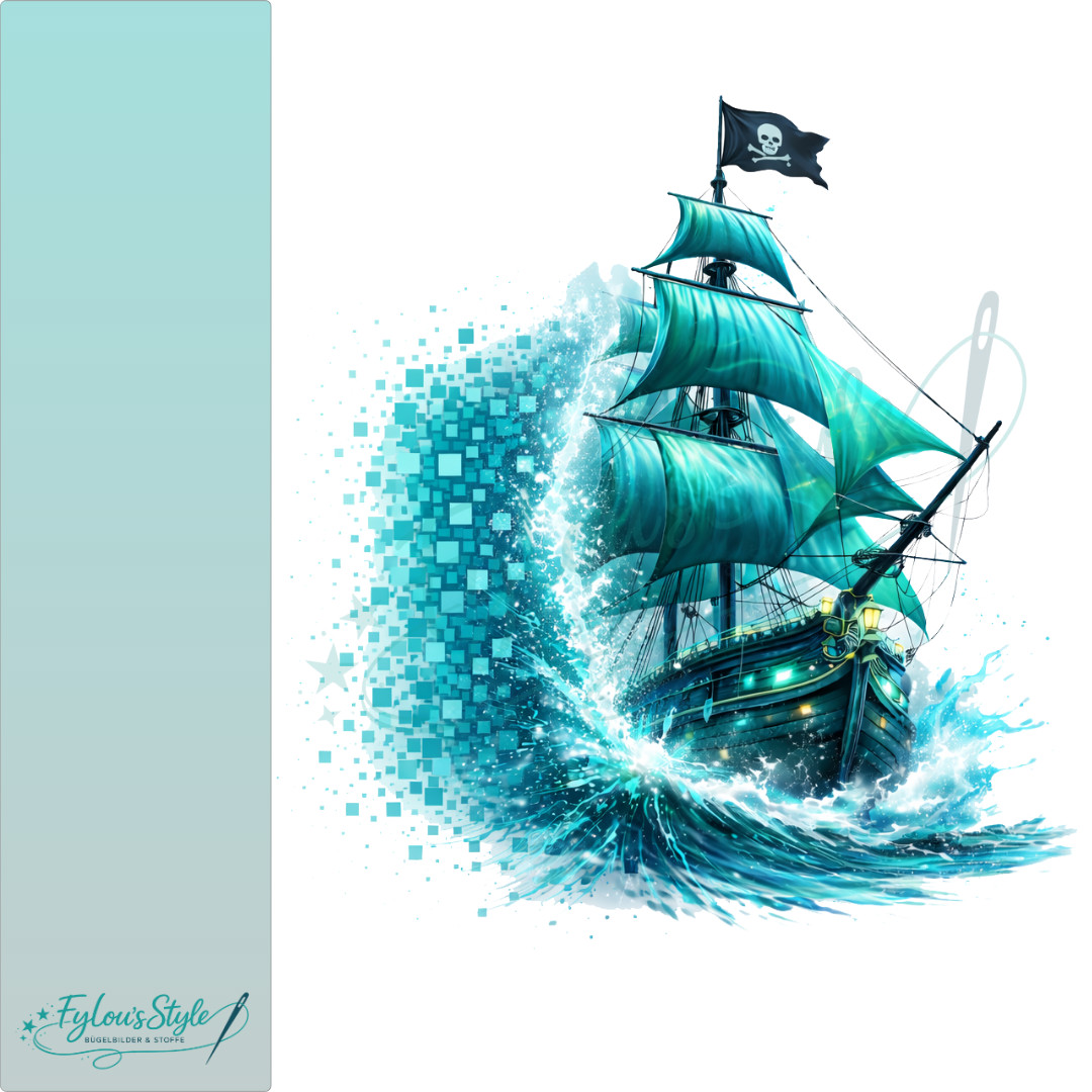 Bügelbild Pixel Splash  Piraten Schiff