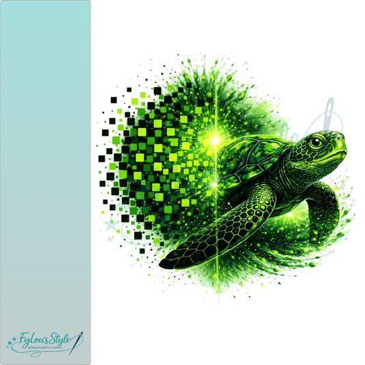 Bügelbild Pixel Splash Schildkröte grün #1
