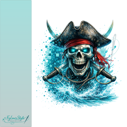 Bügelbild Pixel Splash  Skull Pirat