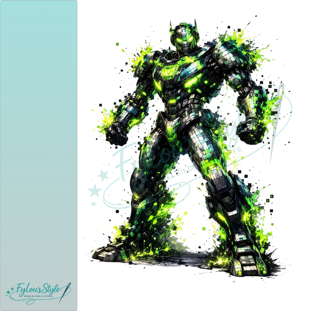 Bügelbild Transformer Pixel grün