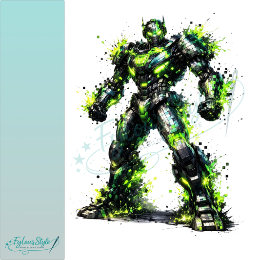 Bügelbild Transformer Pixel grün
