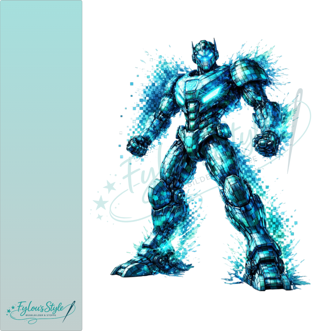 Bügelbild Transformer Pixel türkis