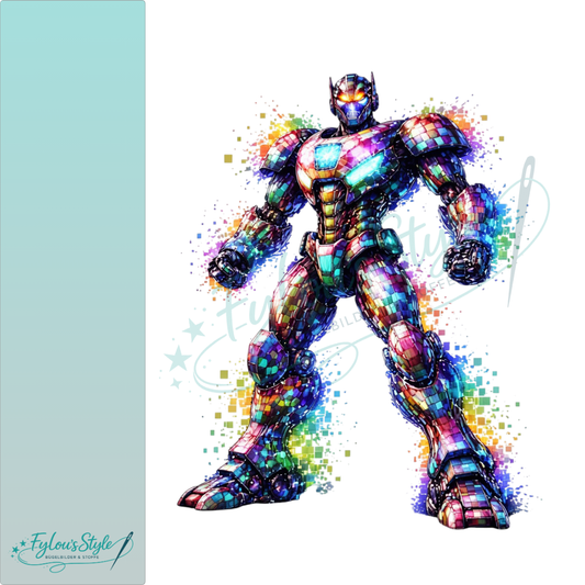 Bügelbild Transformer Pixel bunt