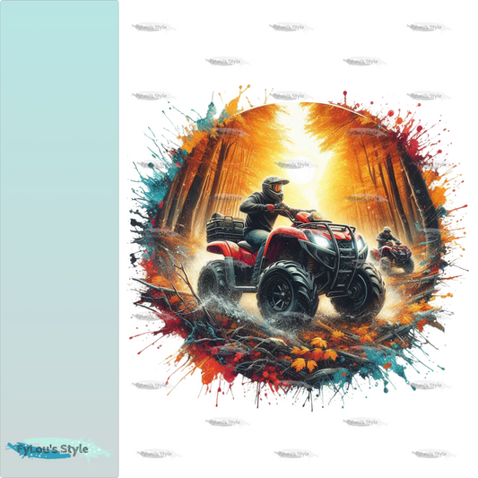 Bügelbild Quad im Wald #1
