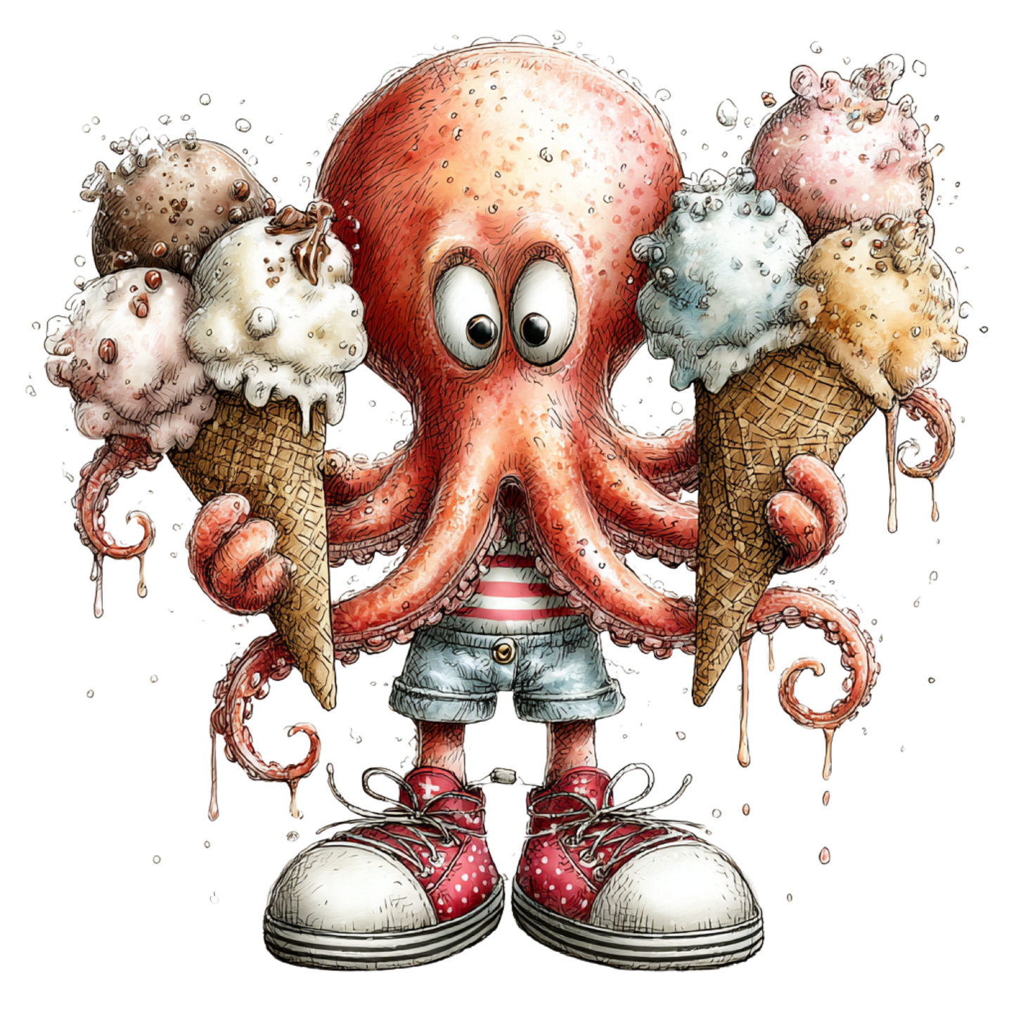 Bügelbild Lustiger Sommer Octopus #2