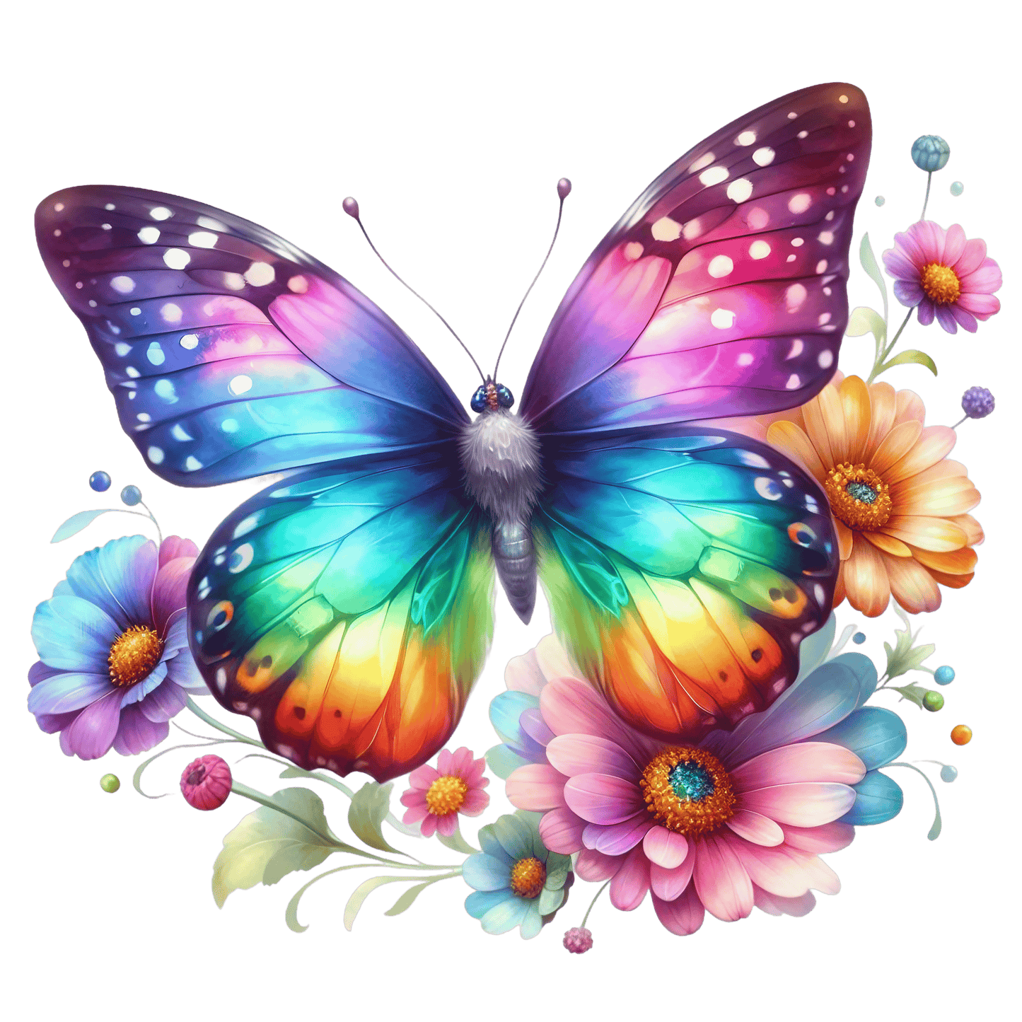 Bügelbild Regenbogen Schmetterling #1 Fylou's Style