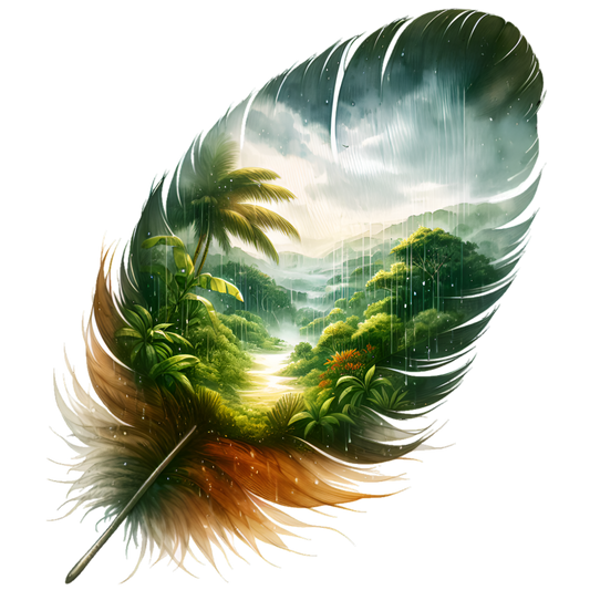 Bügelbild Regenwald Feder #1