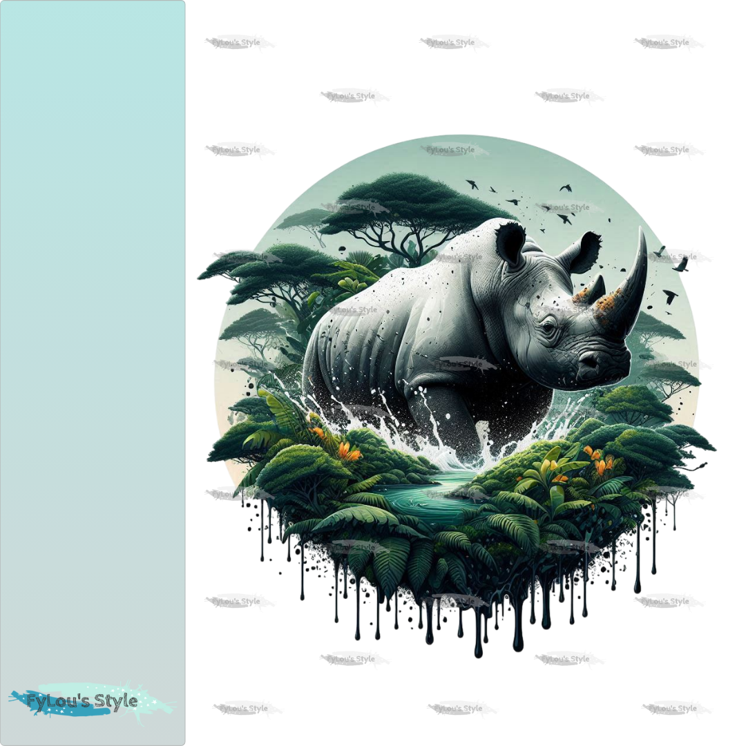 Bügelbild Regenwald Nashorn #2