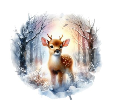 Iron-on image of a fox doing sports in winter