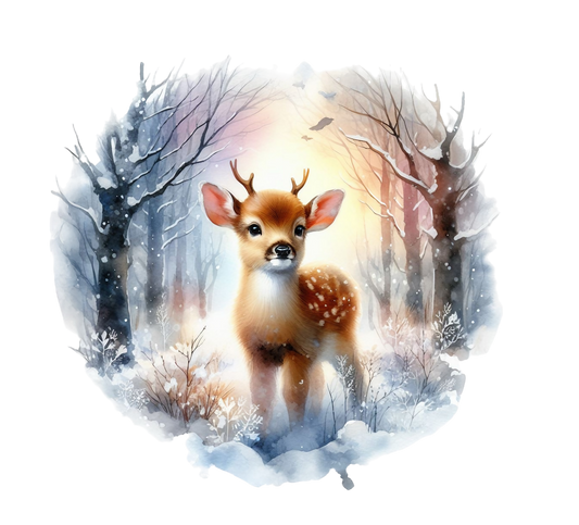 Iron-on image of a fox doing sports in winter