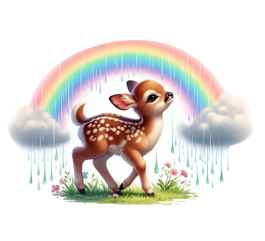 Bügelbild Reh unterm Regenbogen #1