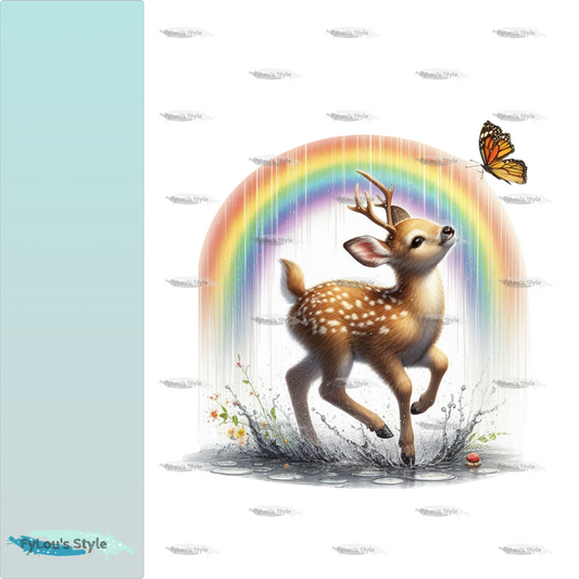 Bügelbild Reh unterm Regenbogen #2