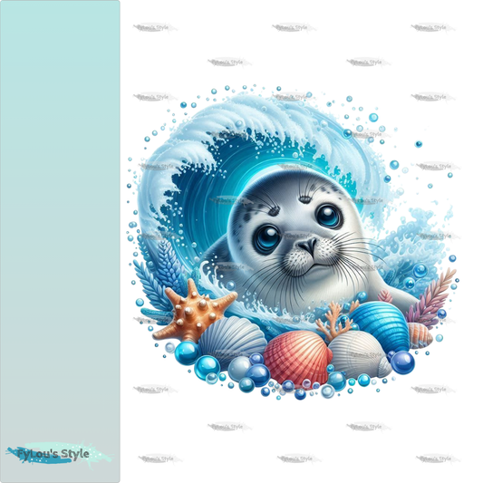 Bügelbild Robbe in Wasserwelle #1 Fylou's Style