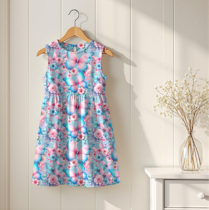 Vorbestellung Bio Jersey "Rosa Schmetterlinge mit Blumen" Überbreite