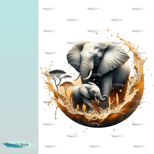 Bügelbild Savanne Elefant mit Jungtier #2 Fylou's Style