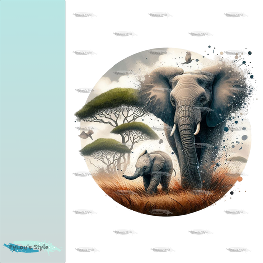 Bügelbild Savanne Elefant mit Jungtier #3 Fylou's Style