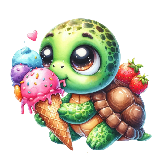 Bügelbild Schildkröte isst Eis #1 Fylou's Style