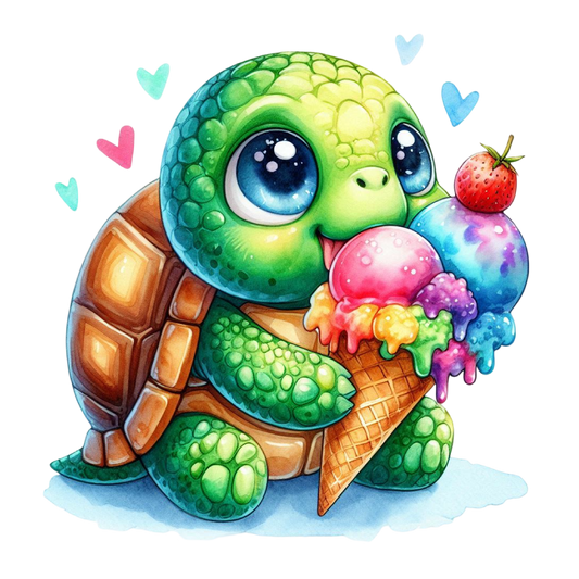 Bügelbild Schildkröte isst Eis #2 Fylou's Style
