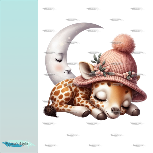 Bügelbild Schlafende Giraffe vorm Mond #2 Fylou's Style