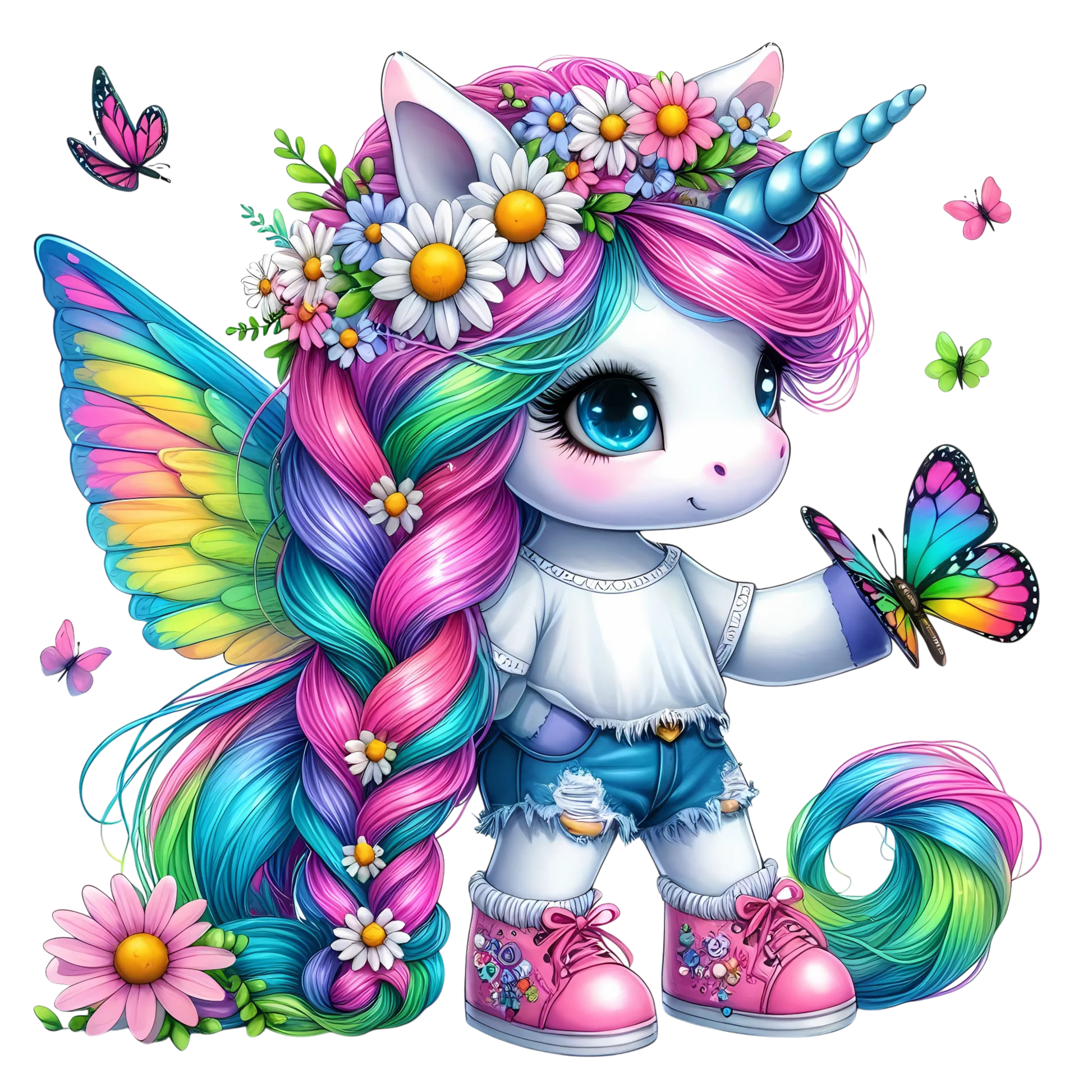 Bügelbild Schmetterlings Einhorn #4 Fylou's Style