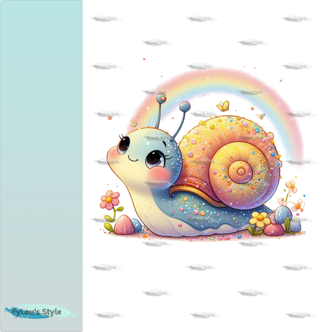 Bügelbild Schnecke mit Regenbogen Fylou's Style