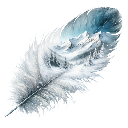 Bügelbild Schnee Feder