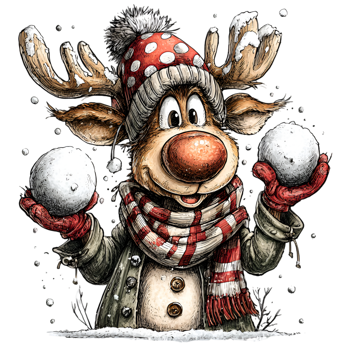 Bügelbild Schneeball Rentier #2