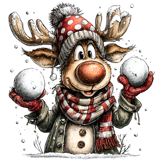 Bügelbild Schneeball Rentier #2