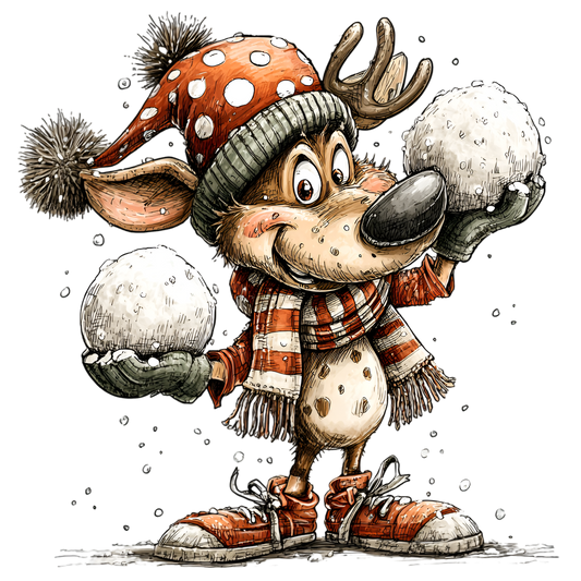 Bügelbild Schneeball Rentier #3