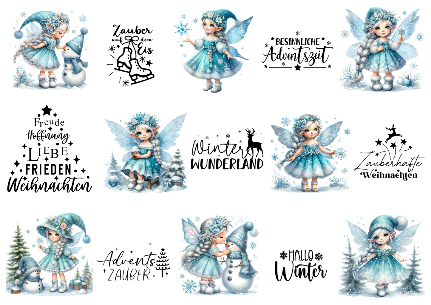 Rub on Din A4 Feen Winter